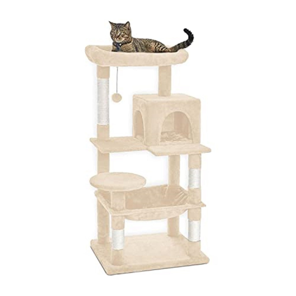 118cm Plush Cat Condo Cat Tree Beige - The Cat Den