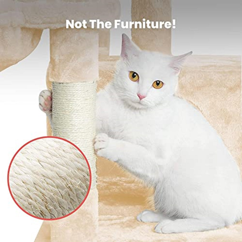 118cm Plush Cat Condo Cat Tree Beige - The Cat Den