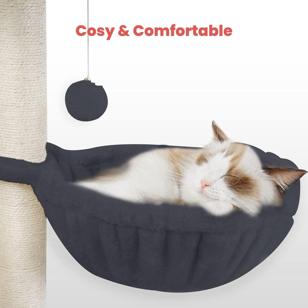 155cm Plush Hammock Cat Condo Cat Tree Dark Grey - The Cat Den