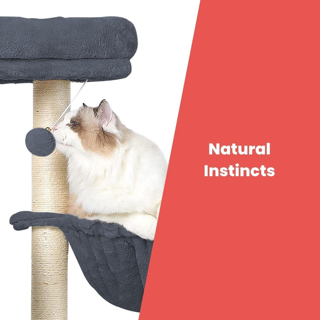 155cm Plush Hammock Cat Condo Cat Tree Dark Grey - The Cat Den