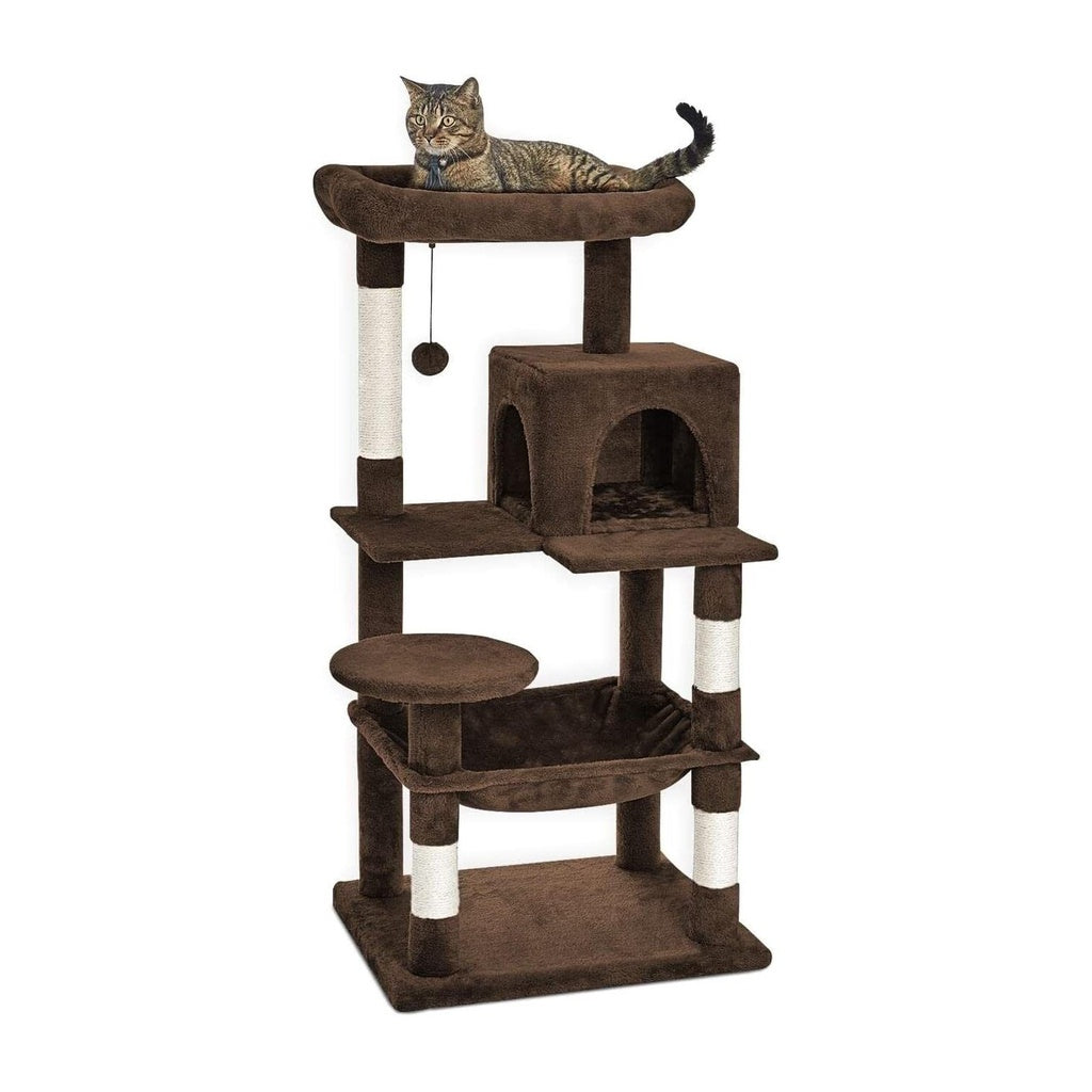 118cm Plush Cat Condo Cat Tree Brown - The Cat Den