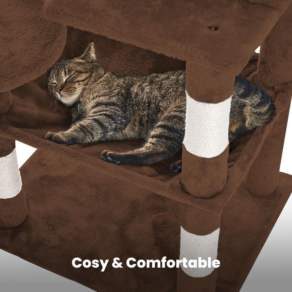 118cm Plush Cat Condo Cat Tree Brown - The Cat Den