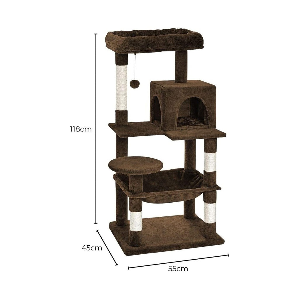 118cm Plush Cat Condo Cat Tree Brown - The Cat Den