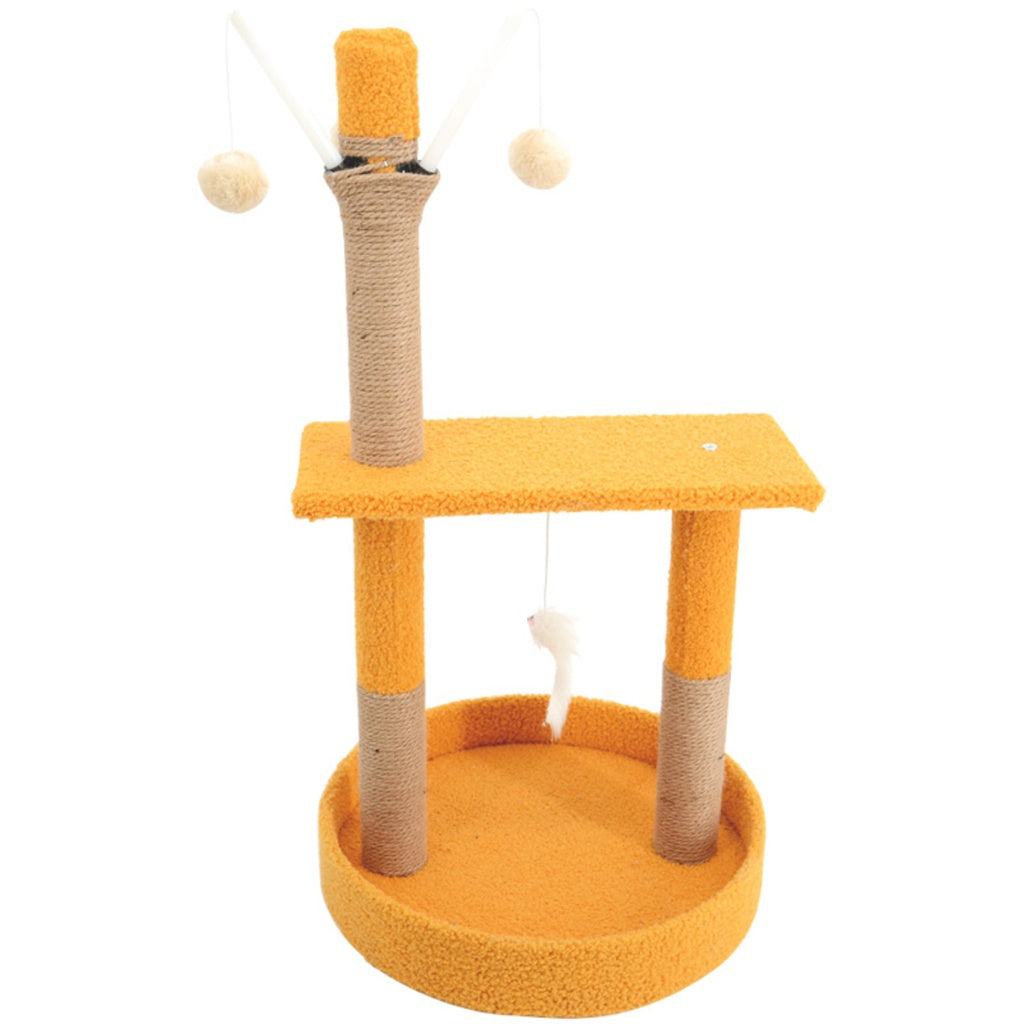 Floofi 75cm Plush Scratching Post Cat Tree Yellow FI-CT-145-MM - The Cat Den