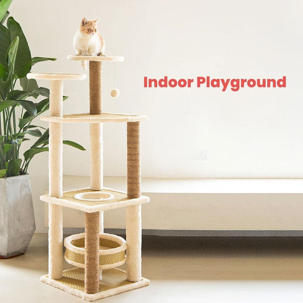 Floofi 120cm 5 Layer Cat Condo Cat Tree Beige FI-CT-151-MM - The Cat Den