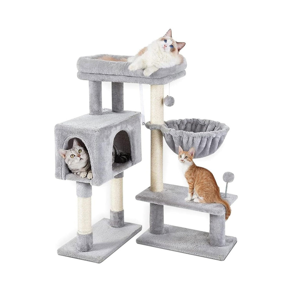 97cm Plush Cat Tree Light Grey - The Cat Den