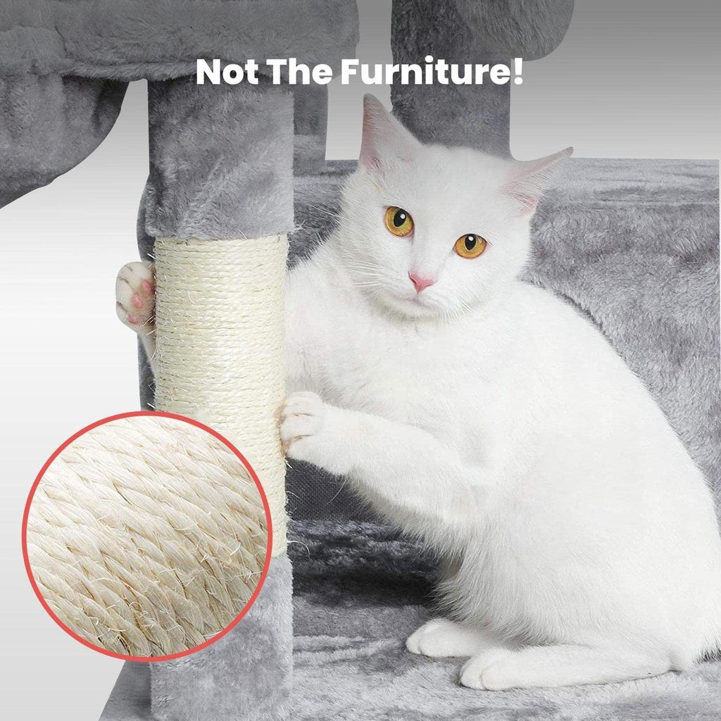 97cm Plush Cat Tree Light Grey - The Cat Den