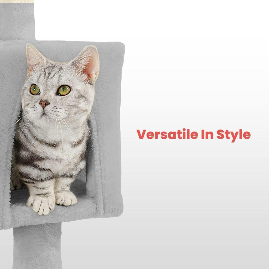 97cm Plush Cat Tree Light Grey - The Cat Den