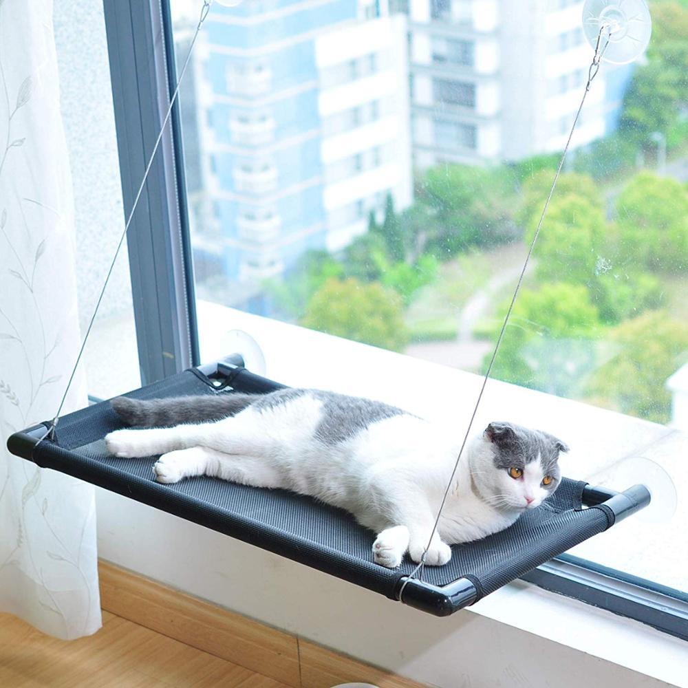 Cat Window Perch Hammock Bed - Grey - The Cat Den