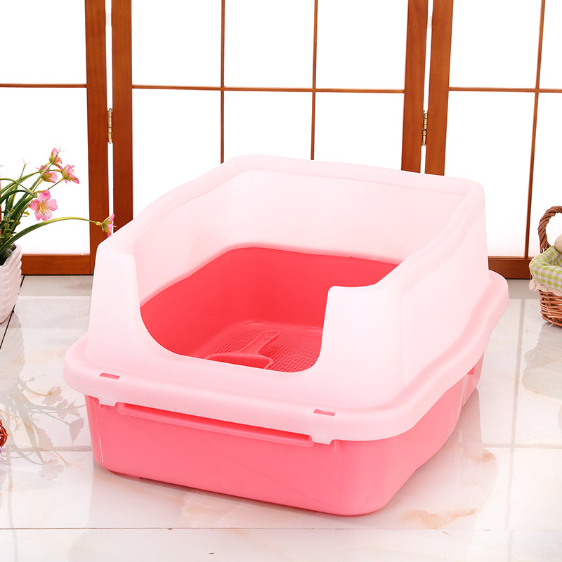 Deep Cat Litter Tray With Added Scooper - Pink - The Cat Den