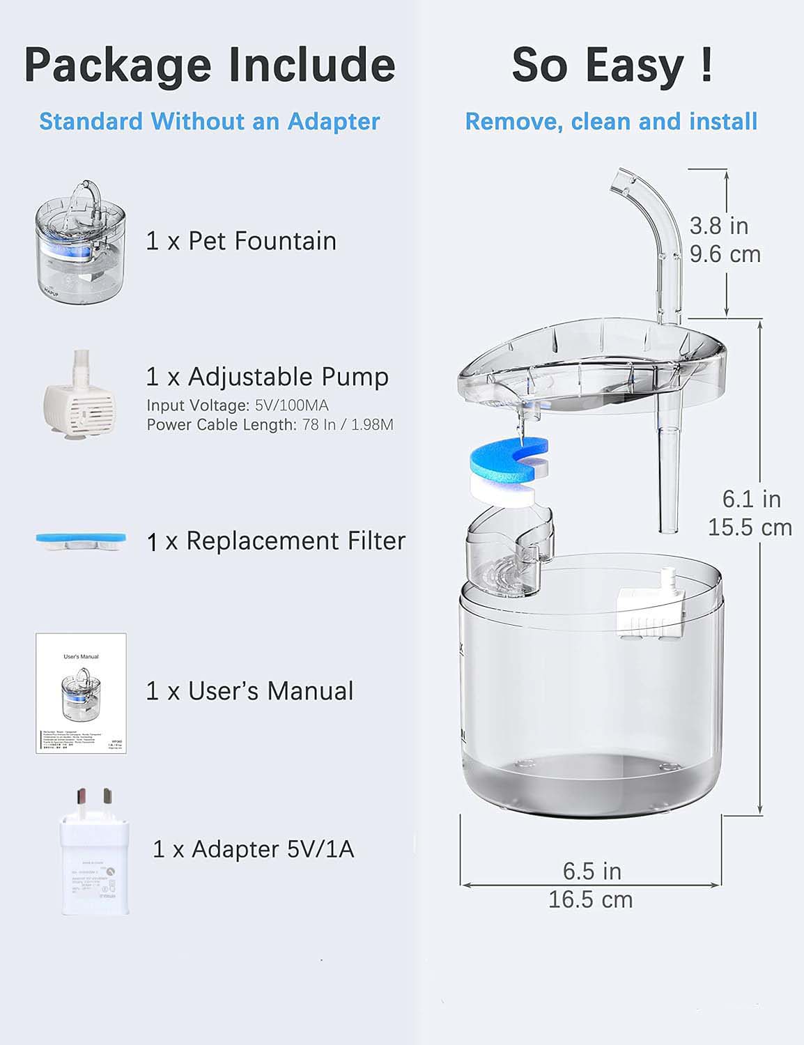 1.8L Automatic Filtration Cat Water Fountain - The Cat Den