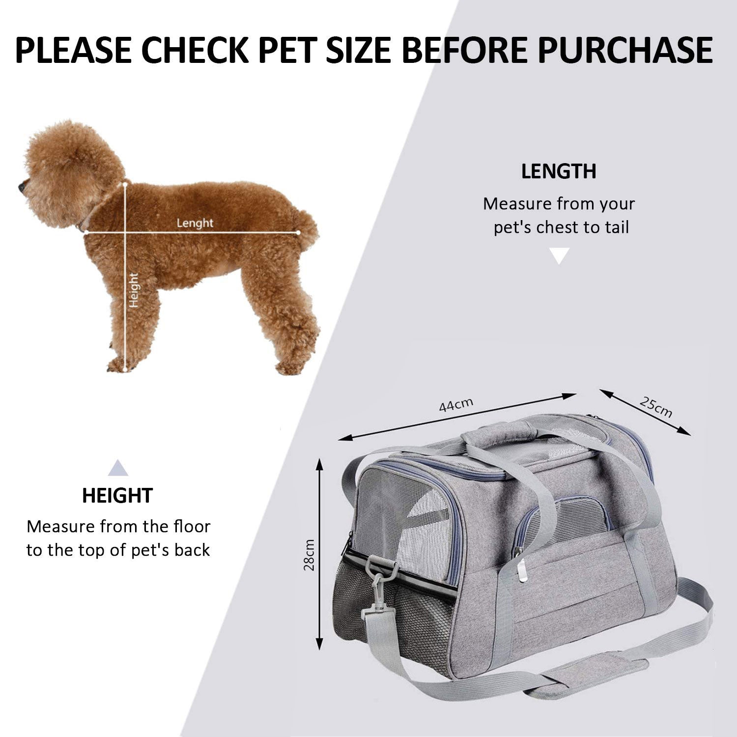 Pet Carrier Bag Travel Bag for Cats and Small Dogs Cozy Bed Shoulder Strap