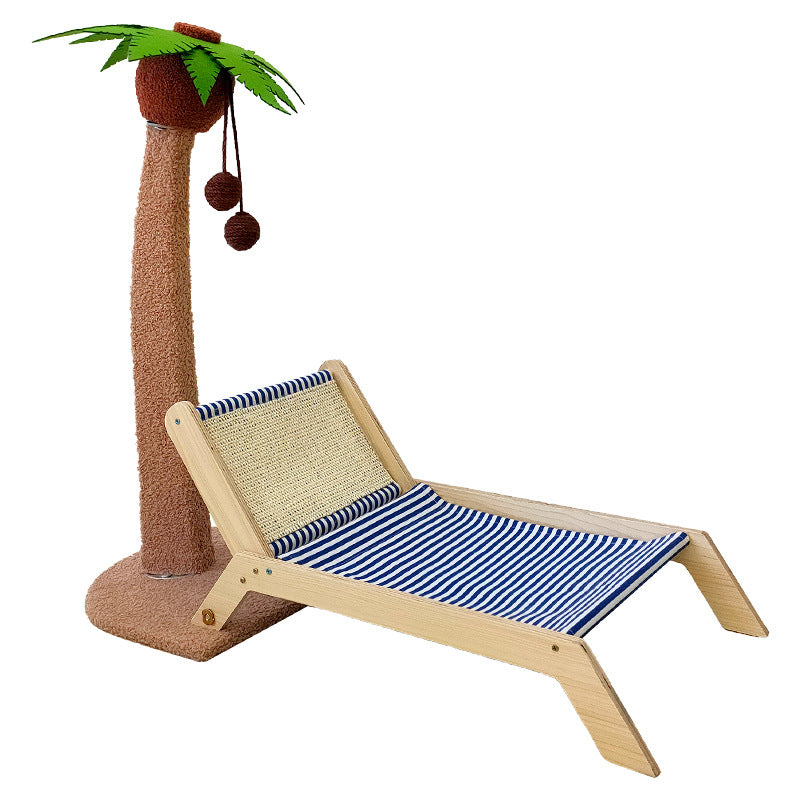 Wood coconut tree lounge chair cat bed & scratching post - The Cat Den