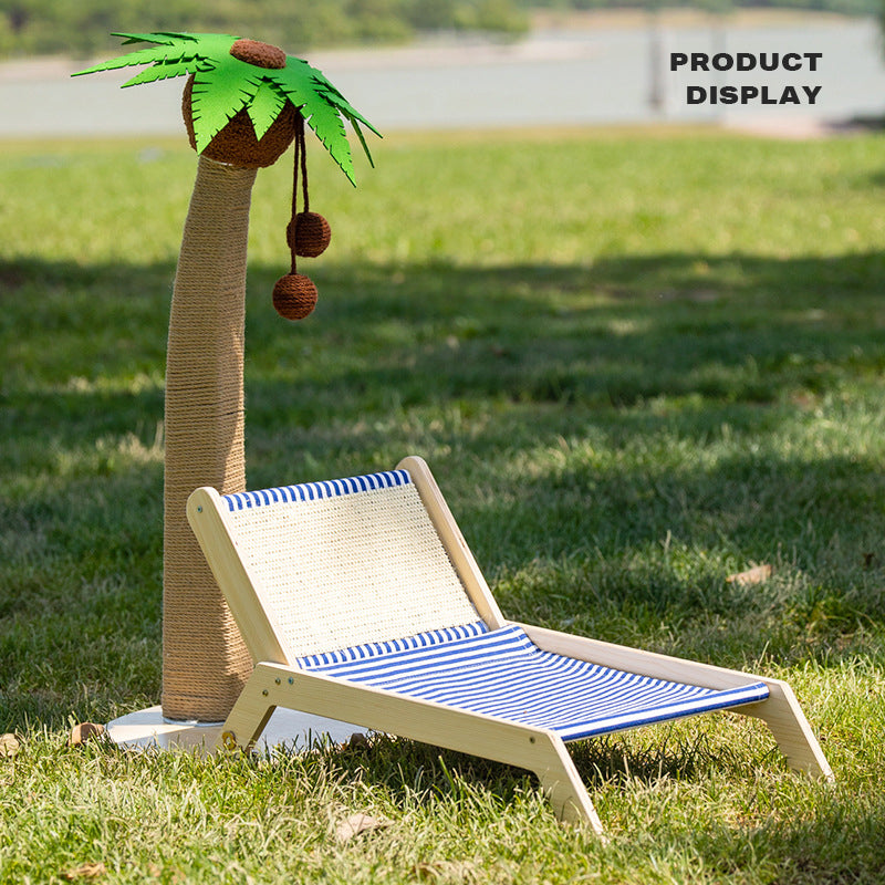 Wood coconut tree lounge chair cat bed & scratching post - The Cat Den