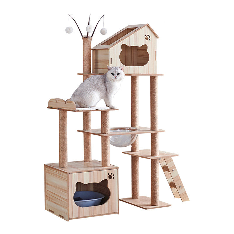 160cm Luxury Wooden Cat Tree - The Cat Den