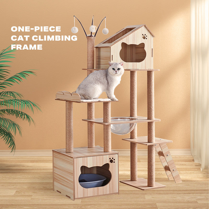 160cm Luxury Wooden Cat Tree - The Cat Den