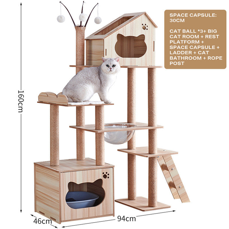 160cm Luxury Wooden Cat Tree - The Cat Den