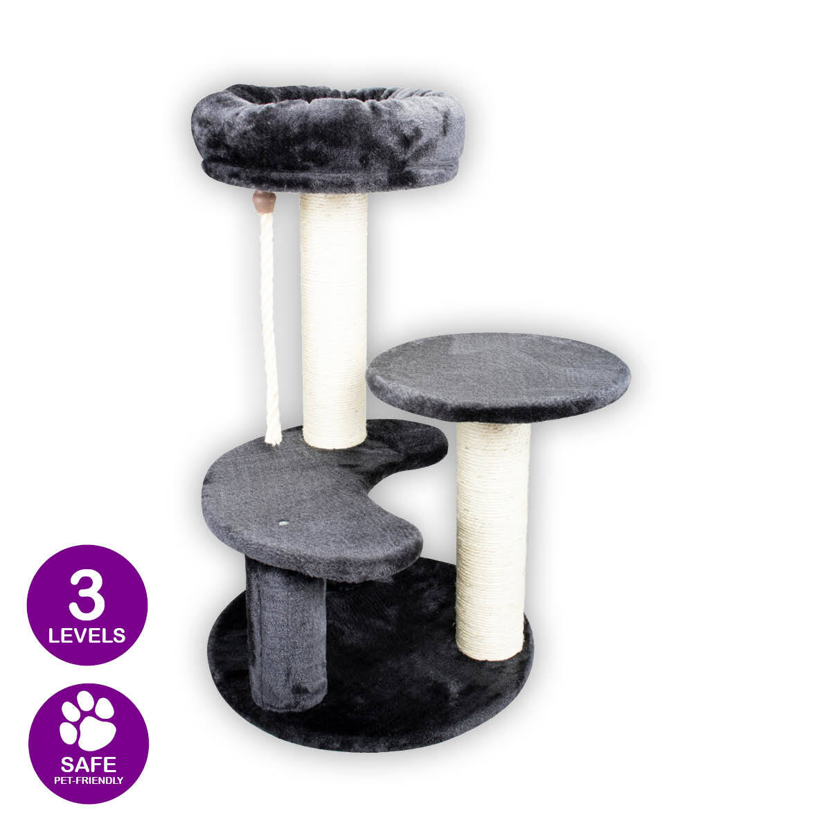 65cm Plush Scratcher Cat Bed Tower - The Cat Den